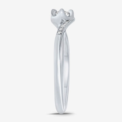 Promise My Love Womens 1/6 CT. T.W. Natural White Diamond Sterling Silver Round Side Stone Ring