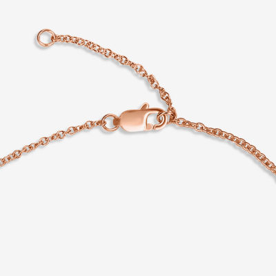 Love 14K Rose Gold Over Silver 10 Inch Solid Cable Heart Ankle Bracelet