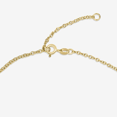 14K Gold Over Silver 10 Inch Solid Cable Heart Ankle Bracelet