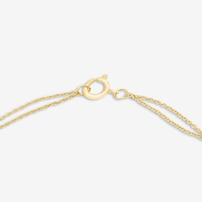 Double Strand Station 14K Gold Over Silver 10 Inch Solid Cable Heart Ankle Bracelet