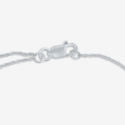 Double Strand Station Sterling Silver 10 Inch Solid Cable Ankle Bracelet