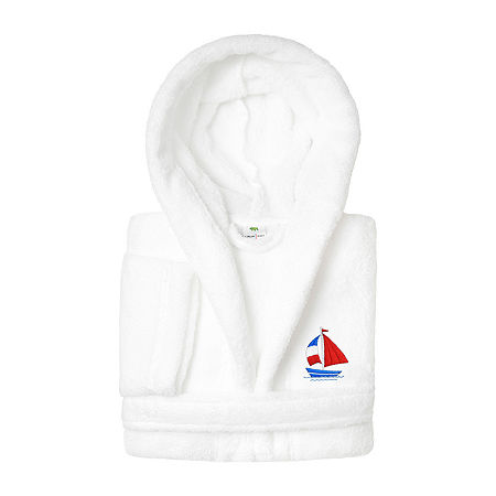 Linum Home Textiles Plush Boat Little & Big Boys Long Sleeve Bathrobe, Medium, White