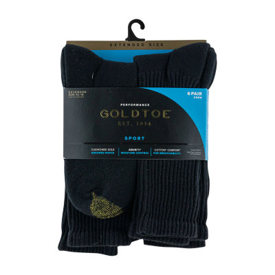 Gold Toe Athletic Sport 6 Pair Big and Tall Crew Socks Mens