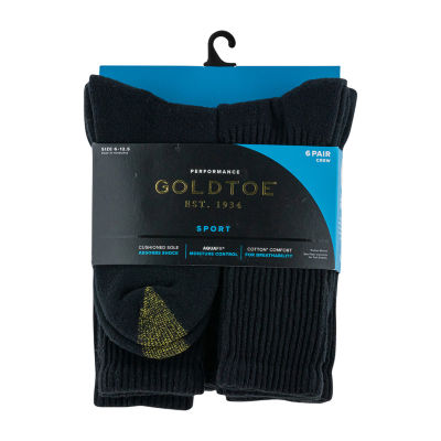 Gold Toe Athletic Sport 6 Pair Crew Socks Mens