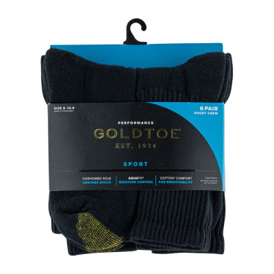 Gold Toe Athletic Sport Short 6 Pair Crew Socks Mens