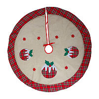 Northlight 48in Plaid With Puddings Indoor Tree Skirt, One Size, Beige