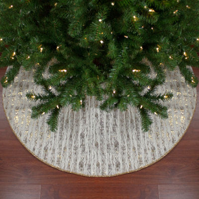 Northlight Wood Grain Pattern And Faux Fur Indoor Tree Skirt