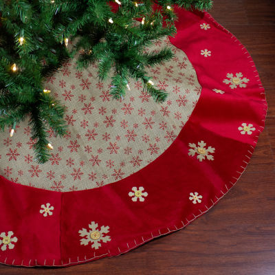 Northlight Burlap Glittered Snowflake Indoor Tree Skirt