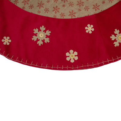 Northlight Burlap Glittered Snowflake Indoor Tree Skirt