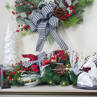 Northlight Bows And Berries Pre-Lit Indoor Christmas Garland