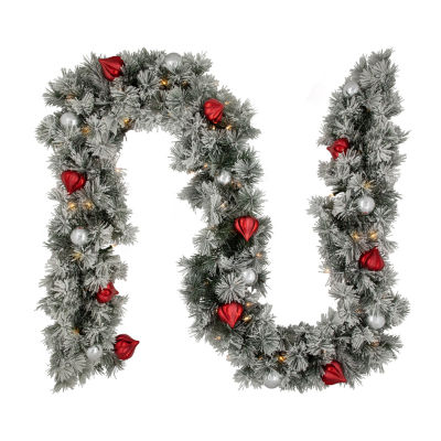 Northlight Snowy Bristle Pine Pre-Lit Indoor Christmas Garland