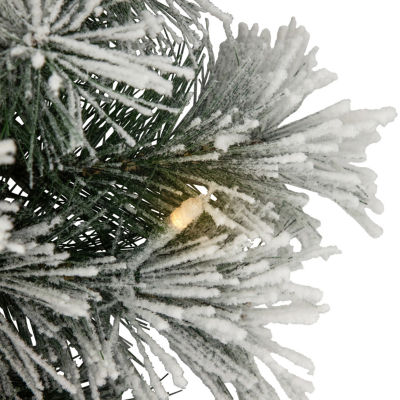 Northlight Snowy Bristle Pine Pre-Lit Indoor Christmas Garland