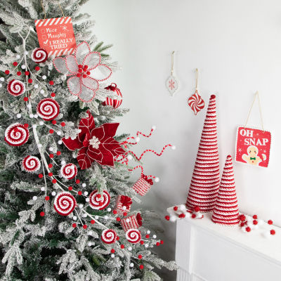 Northlight 30in Candy Cane And Pom Poms Indoor Christmas Garland