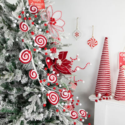 Northlight 30in Candy Cane And Pom Poms Indoor Christmas Garland