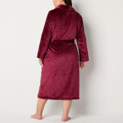 Liz Claiborne Womens Plus Fleece Long Sleeve Long Length Robe