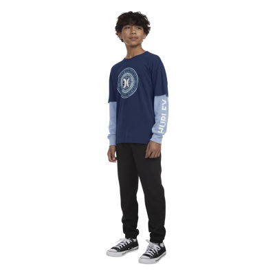 Hurley Big Boys Crew Neck Long Sleeve Graphic T-Shirt