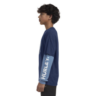 Hurley Big Boys Crew Neck Long Sleeve Graphic T-Shirt