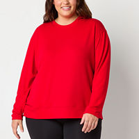 Xersion Womens Soft French Terry Crew Neck Long Sleeve Sweatshirt Plus, 0x, Red