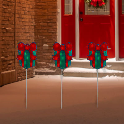 Northlight Prelit  Gift Box Pathway Markers Christmas Yard Art