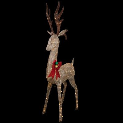 Northlight Led Champagne Deer Wh Bow Christmas Yard Art