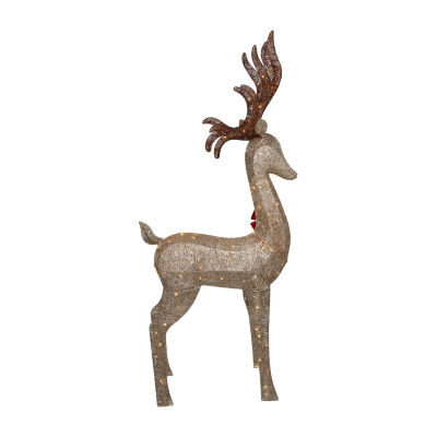 Northlight Led Champagne Deer Wh Bow Christmas Yard Art