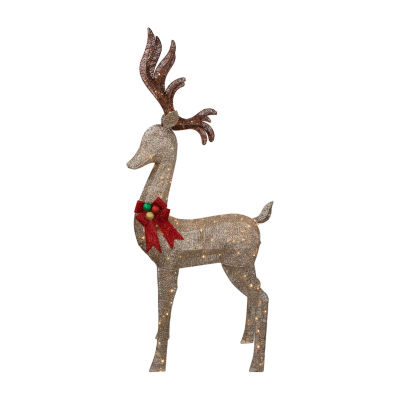 Northlight Led Champagne Deer Wh Bow Christmas Yard Art