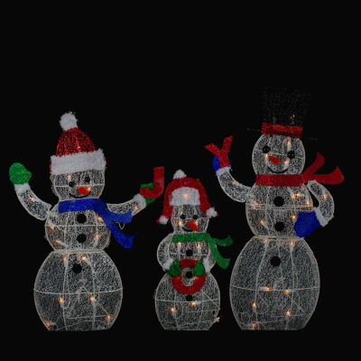 Northlight Lighted Mesh Snowmen Joy Christmas Yard Art