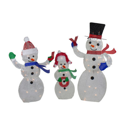 Northlight Lighted Mesh Snowmen Joy Christmas Yard Art