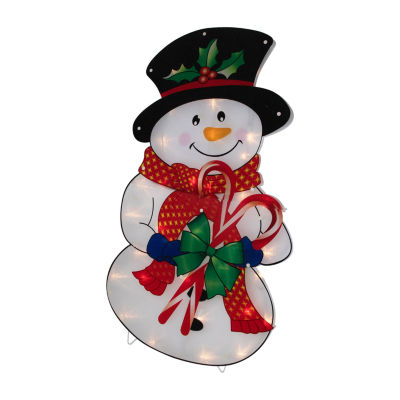 Northlight Prelit Snowman With Canes Christmas Yard Art