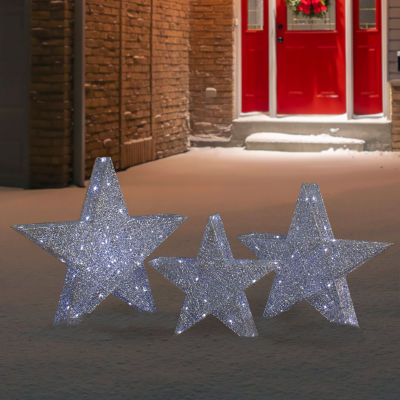 Northlight 24in Led Silver Stars Christmas Yard Art