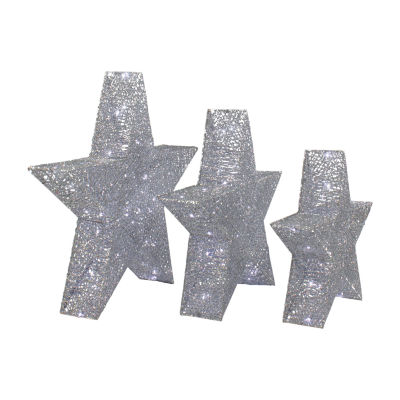 Northlight 24in Led Silver Stars Christmas Yard Art