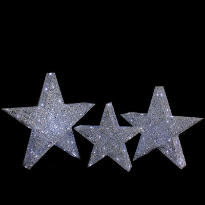 Northlight 24in Led Silver Stars Christmas Yard Art