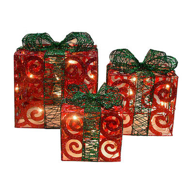 Northlight Lighted Glitter Gift Boxes Christmas Yard Art