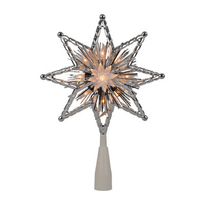 Northlight Lighted Silver Tinsel Star Christmas Tree Topper