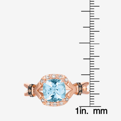 Le Vian® Grand Sample Sale™ Ring featuring 1 1/5 CT. Sea Blue Aquamarine® 1/15 CT. Nude Diamonds™  1/20 CT. Chocolate Diamonds® set in 14K Strawberry Gold®