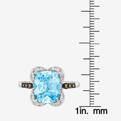 Le Vian® Grand Sample Sale™ Ring featuring 6 CT. Blue Topaz 3/8 Nude Diamonds™  1/6 Chocolate Diamonds® set 14K Vanilla Gold®