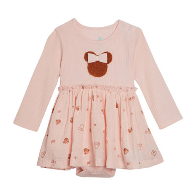 Baby Girls Embellished Long Sleeve Minnie Mouse A-Line Dress