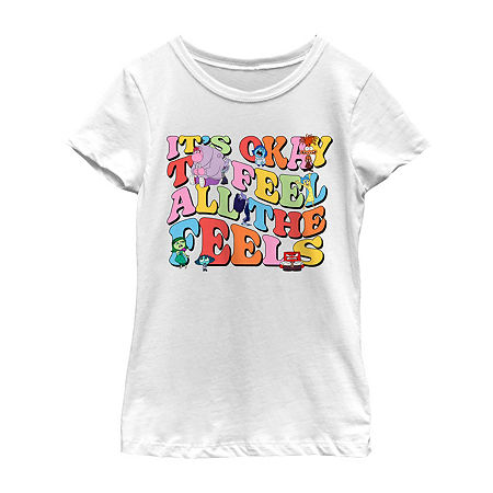 Little & Big Girls Crew Neck Short Sleeve Inside Out T-Shirt, Medium, White