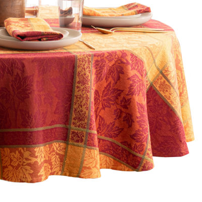 Elrene Home Fashions Maplewood Jacquard Harvest Cotton Oval Tablecloth