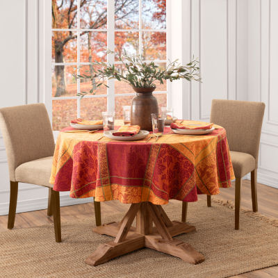 Elrene Home Fashions Maplewood Jacquard Harvest Cotton Oval Tablecloth