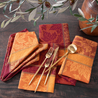 Elrene Home Fashions Maplewood Jacquard Harvest Cotton Napkins Set Of 8 8-pc. Napkins