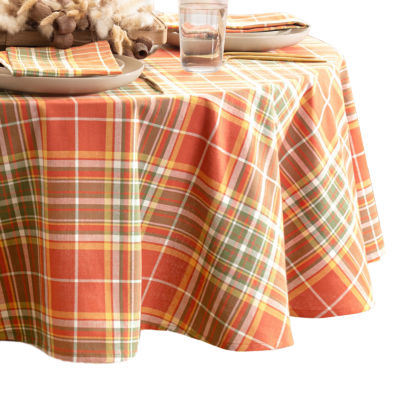 Elrene Home Fashions Hawley Plaid Harvest Cotton Round Tablecloths