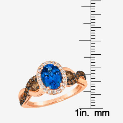 Le Vian® Ring featuring 1 CT. Blueberry Tanzanite® 3/8 Chocolate Diamonds® 1/6 Nude Diamonds™ set 14K Strawberry Gold®