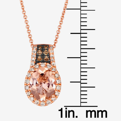 Le Vian® Pendant featuring 1 1/3 cts. Peach Morganite™, 1/20 cts. Chocolate Diamonds® , 1/4 cts. Nude Diamonds™  set in 14K Strawberry Gold®