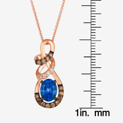 Le Vian® Pendant featuring 1 cts. Blueberry Tanzanite®, 1/4 cts. Chocolate Diamonds® , 1/20 cts. Nude Diamonds™  set in 14K Strawberry Gold®