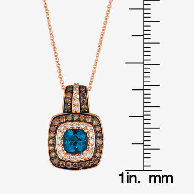 Le Vian® Pendant featuring 1 CT. Deep Sea Blue Topaz™ 1/4 CT. Nude Diamonds™  3/8 CT. Chocolate Diamonds® set in 14K Strawberry Gold®