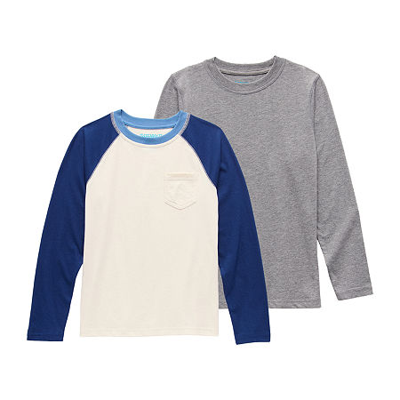 Thereabouts Little & Big Kid Boys Crew Neck Long Sleeve 2-pc. T-Shirt, M (10-12) Husky, Blue