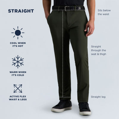 Haggar Sport Travel Performance Mens Comfort Waistband Straight Fit Flat Front Pant