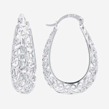 Silver Reflections Womens 30mm Oval Hoop Earrings, One Size