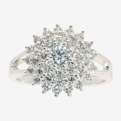 Sparkle Allure Cubic Zirconia Pure Silver Over Brass Cocktail Ring